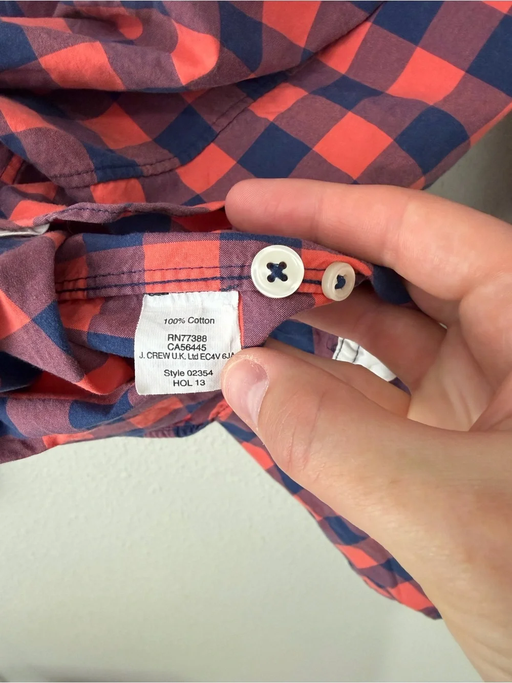 J. Crew Orange and Navy Check Button-Down Shirt Sz Small Slim Fit